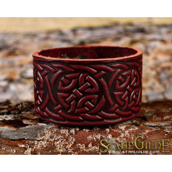Leather Bracelet Cuff Wristband Celtic Knotwork Vikings Nordic Talisman Amulet Carving Leather